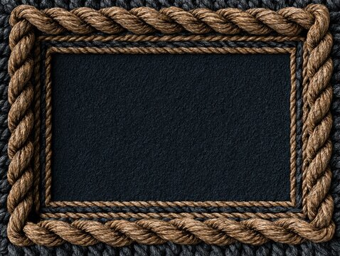 Textured Rope Frame on Knitted Fabric Background for Message or Display