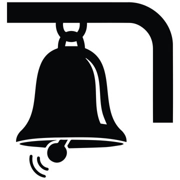 Old fashioned school bell with ring icon vector silhouette illustration line art.