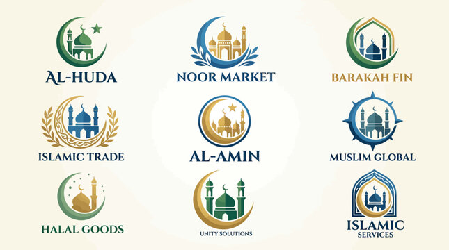 Islamic business and halal brand logo collection.