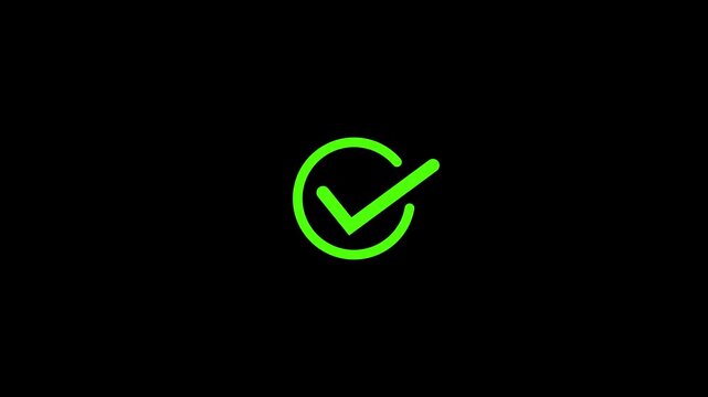 Neon Checkmark Icon Animation for Success Verification HUD Motion Graphics