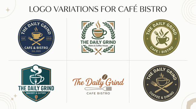 Vintage coffee shop and cafe bistro logo variations.