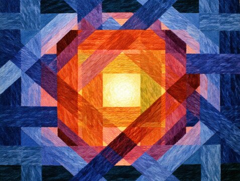 Abstract Geometric Pattern with Vivid Colors and Textured Strokes Art