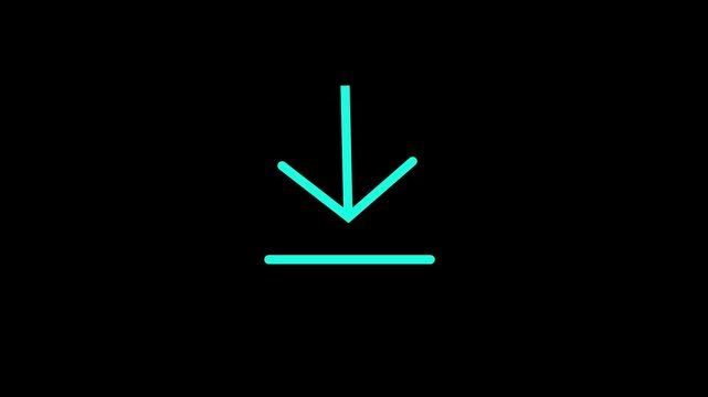 Neon Download Icon Animation with Futuristic Arrow HUD Motion Graphics Overlay