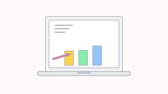 Laptop displaying data analytics on a green screen for business motion graphics