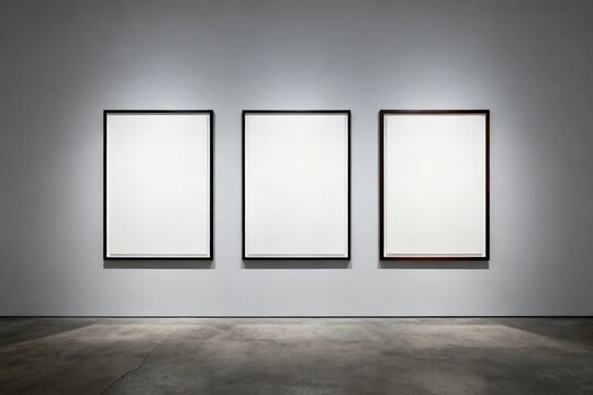 Minimal Gallery Wall with Three Framed Blank Canvases