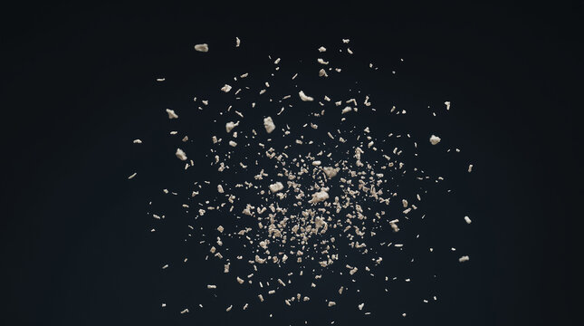 Creative debris background with scattered beige crumbs