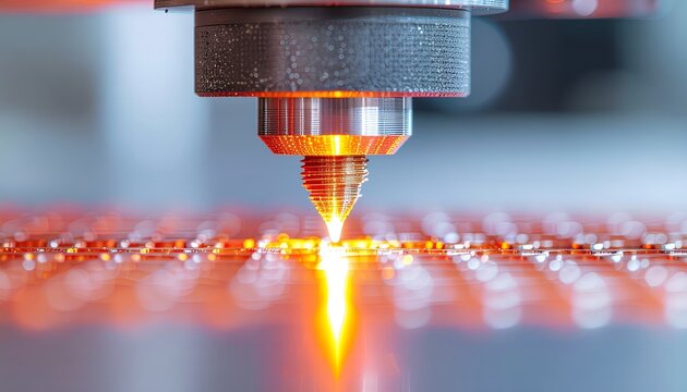 Industrial laser cutting machine processing metal with precision