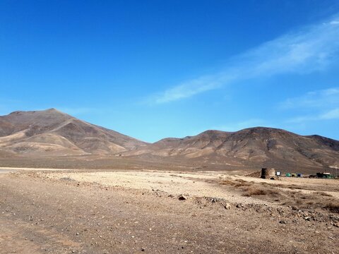 Arid volcanic landscape in Timanfaya National Park, Lanzarote, Canary Islands, Spain