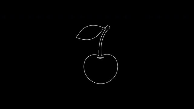 Continuous white line drawing of cherry fruit