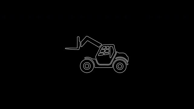 Animated telescopic forklift drawing illustration on black background