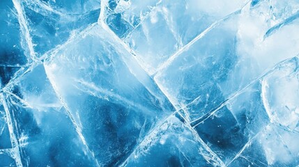 Obraz premium Close-up view of cracked, translucent blue ice with intricate patterns and textures reflecting light.