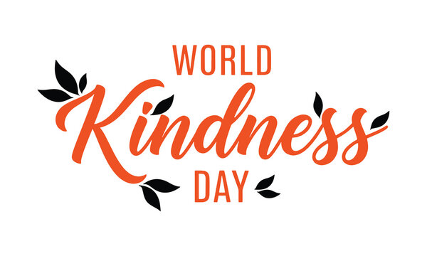 Warm typography vector for World Kindness Day with stylish calligraphic script and subtle heart accents.