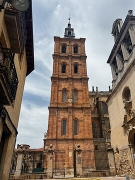 Historic Astorga Cathedral in Leon Province, Spain. Gothic architecture, impressive facade and one of the city&rsquo;s most important religious landmarks