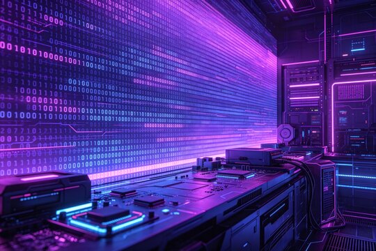 Binary Code Cyberpunk Horizontal Background