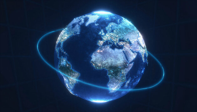 Glowing Holographic Earth Globe