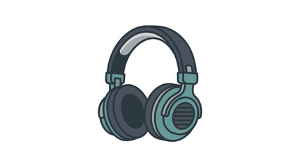 Naklejka premium Modern Teal Headphones Icon Isolated on White Background, Audio Equipment for Music Listening and Sound Production