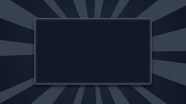 Dark blue sunburst frame with rotating rays for retro vintage background
