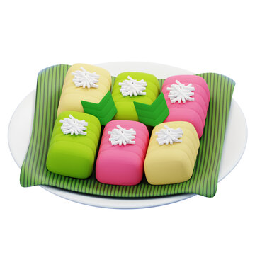 Getuk Indonesian Cake 3d Illustration