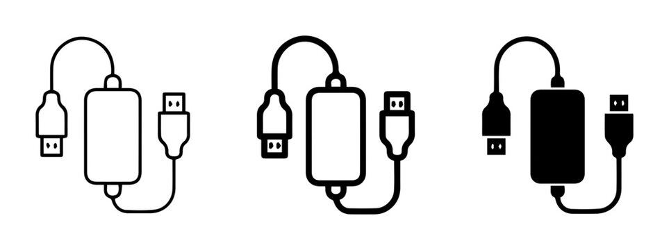 USB Adapter Cable Icons, Technology Connectivity, Data Transfer Equipment