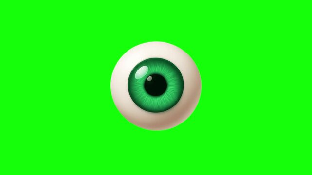 Halloween eyeball monster ghost, trick or treat icon sign, isolated on green screen. Vector cartoon animation. Advertisement, illustration idea, party and celebration symbol. Element for video.