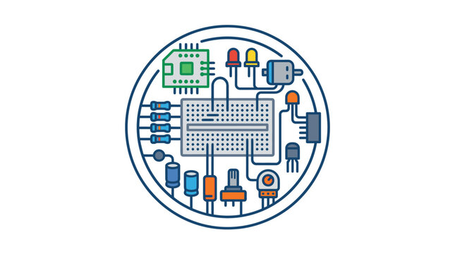 Electronic circuit board components connected for digital innovation