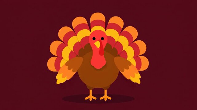 Flat vector turkey illustration for Thanksgiving holiday