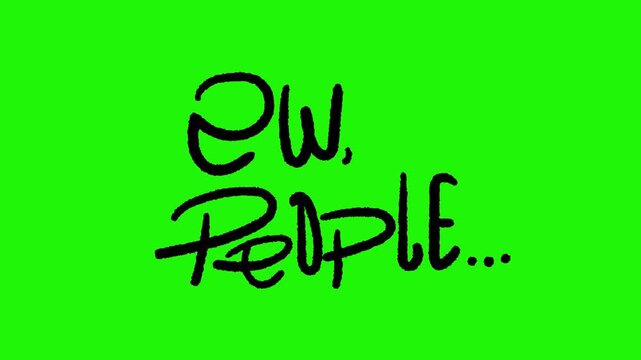 Ew people word looping animation on green background
