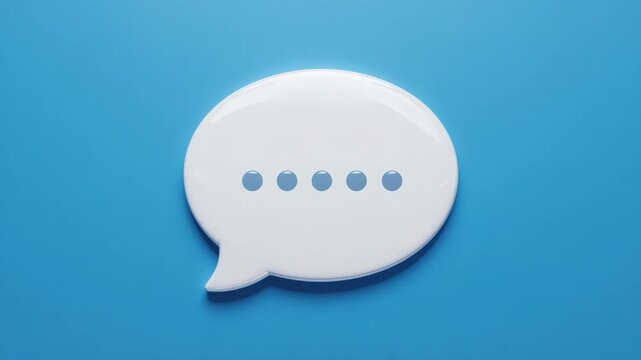 Animated speech bubbles appearing with typing dots during a communication concept on a blue background
