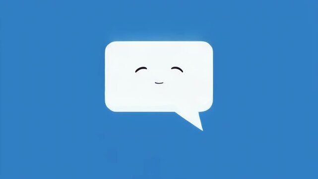 Animated speech bubbles expressing emotions during communication against a blue background