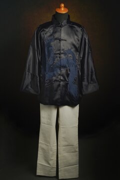Chinese traditional clothes, changshan or generally known as male cheongsam on display mannequin