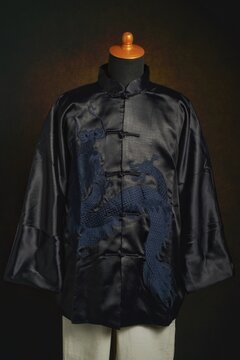 Chinese traditional clothes, changshan or generally known as male cheongsam on display mannequin