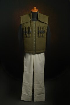 Olive green Tactical Vest Costume on Mannequin Display