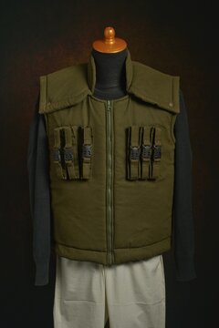 Olive green Tactical Vest Costume on Mannequin Display