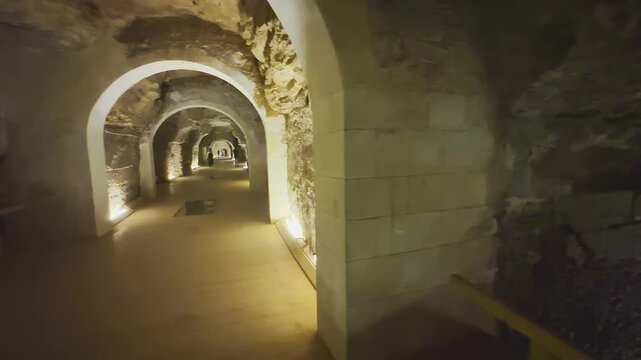 Catacombs and sarcophagi for the burial of mummies of sacred Apis bulls in the ancient Serapeum complex at Saqqara, Egypt