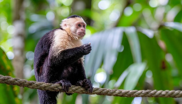 Close-up of a young monkey in natural habitat.