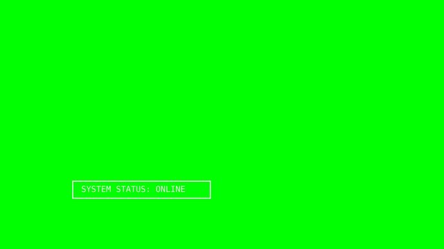 A vibrant, solid green background with a small, white, rectangular text box in the lower right corner.