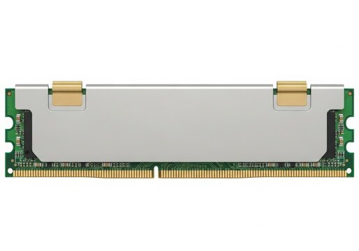 Ram memory module with heat spreaders installed isolated on white background
