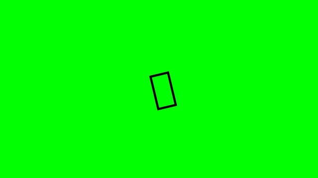 A simple black rectangle outline is centered on a vibrant green screen background, ready for digital compositing.