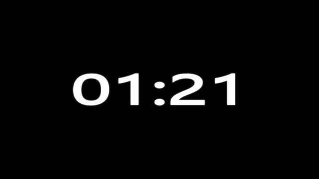 1:30 second timer countdown animation, countdown timer animation from 90s to 0s countdown timer animation on transparent on black background.4k ...