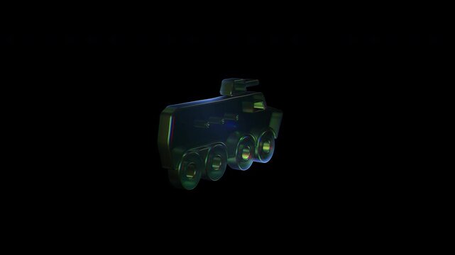 Animated 3d glass armored personnel carrier assembling