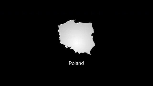 Poland map revealing with a colorful digital glitch effect