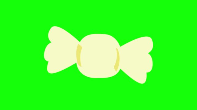 Halloween candy, trick or treat icon sign, isolated on green screen. Animated tradition, sweet and cute cartoon. Advertisement, illustration idea, party and celebration symbol. Element for video.