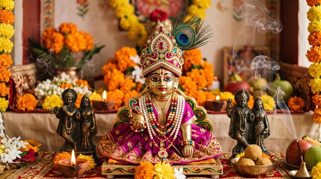Krishna janmashtami celebration hindu god idol hinduism festival india deity