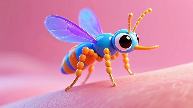 Cute cartoon bee with blue body