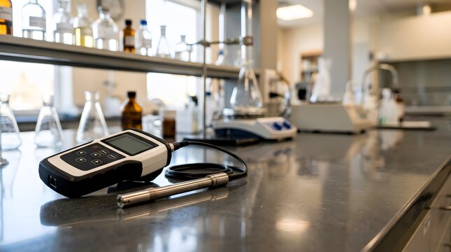professional digital ph meter with precision stainless steel probe for laboratory water quality analysis chemical research environmental testing and scientific liquid measurement