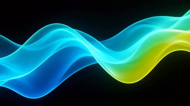 Blue and yellow light wave on black