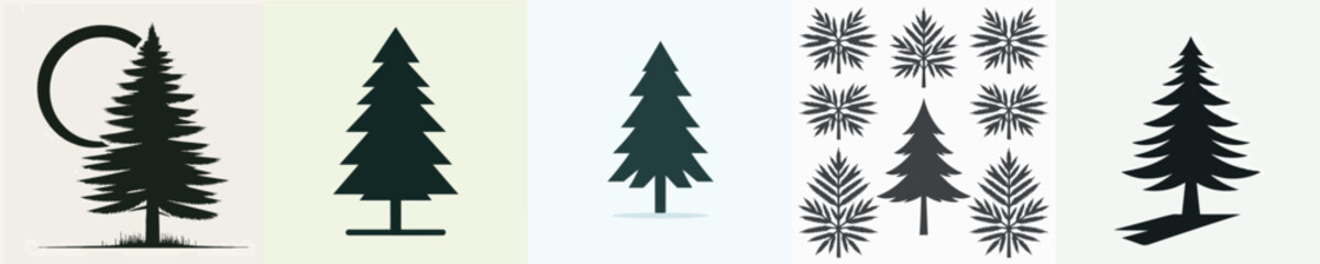 Fototapeta premium Pine Tree Silhouette Vector Illustration