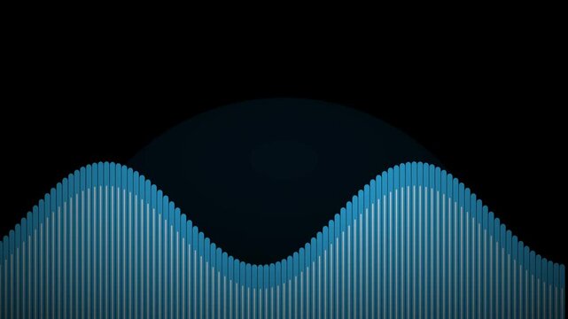 Abstract blue sound wave graphic with a dark background and subtle gradient.