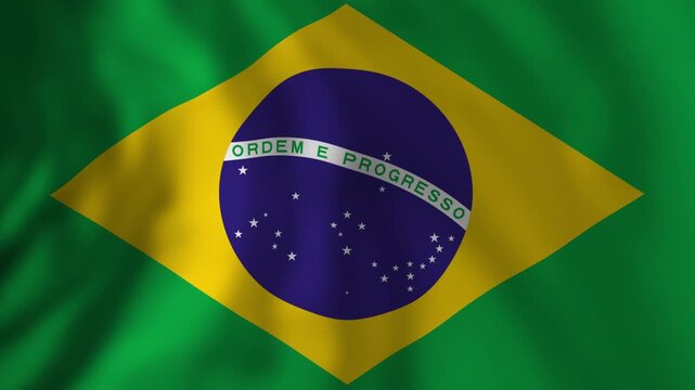 Brazilian national flag waving in the wind