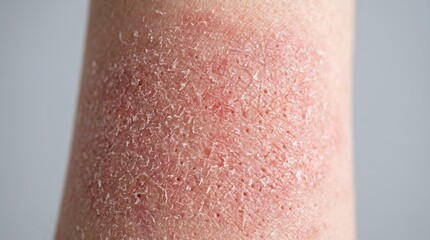 Fototapeta premium Macro close up of severely dry cracked and inflamed skin with eczema dermatitis